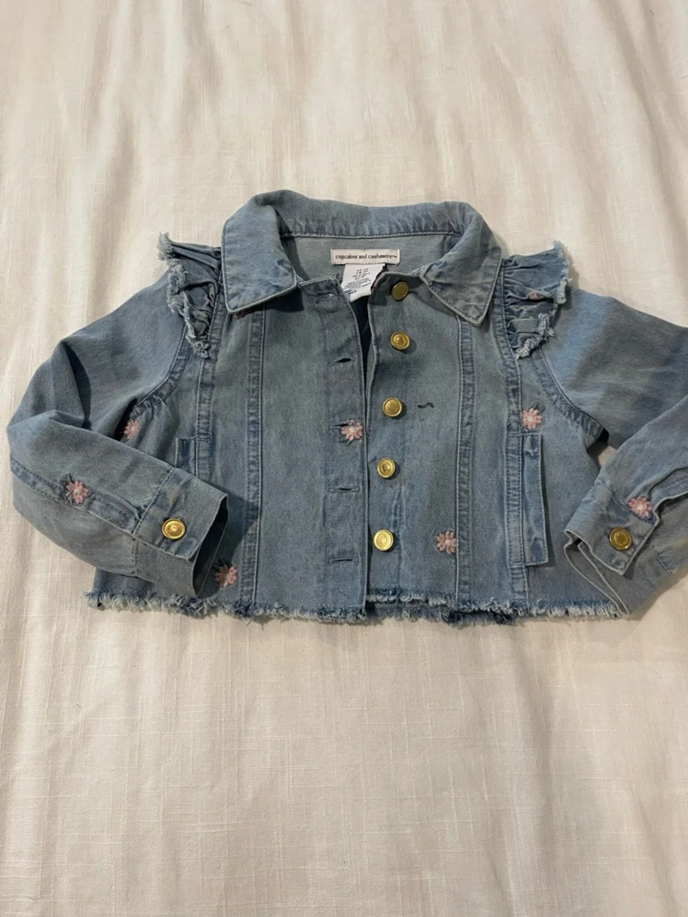 cupcakes & cashmere Pink Dress with Light Blue Denim Jacket